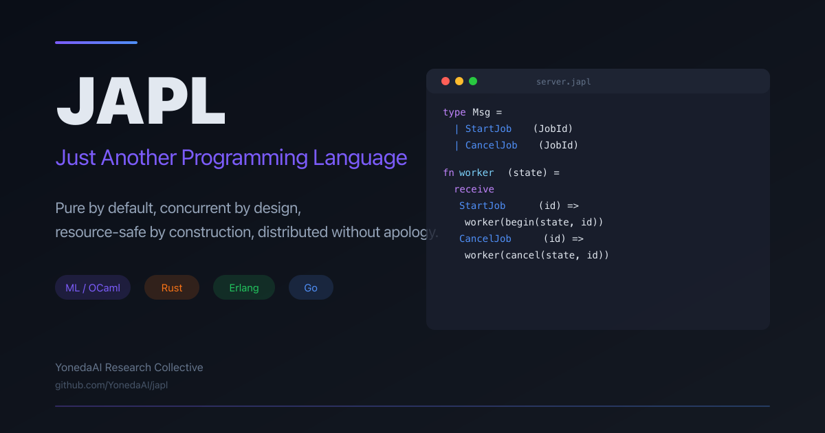 JAPL — Pure by default, concurrent by design